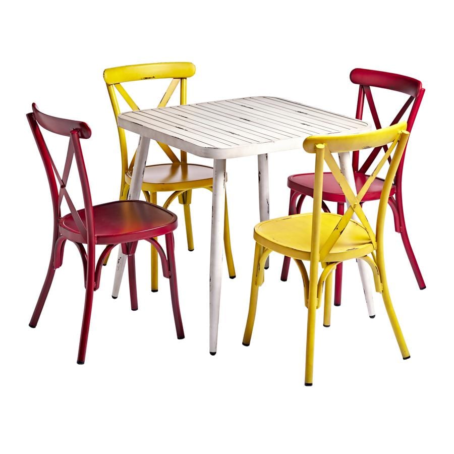 White Square Cafe Table And Chairs Set