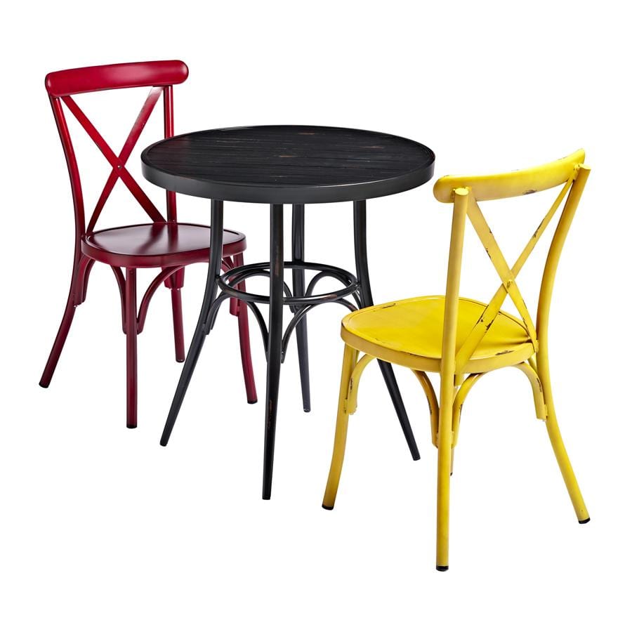 Black Round Cafe Table and Chair Set