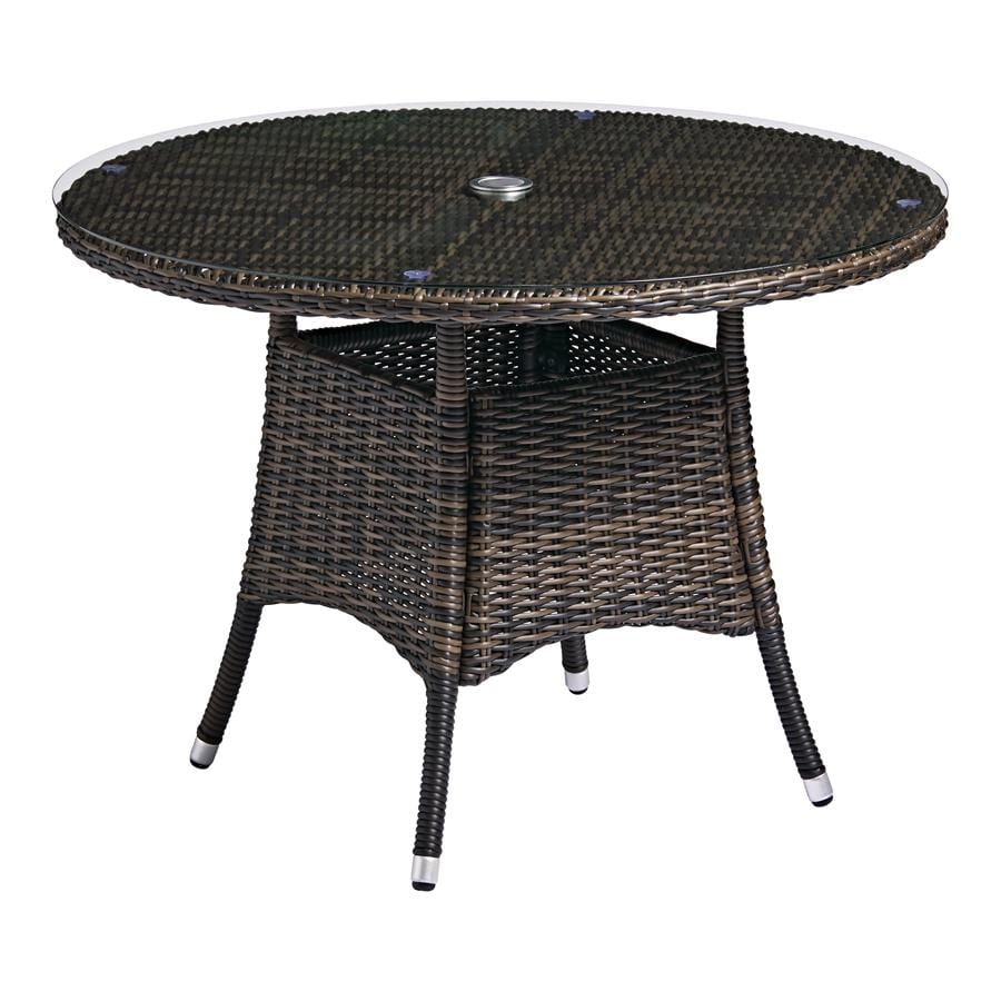 Clover Table - Brown Weave - Glass Top