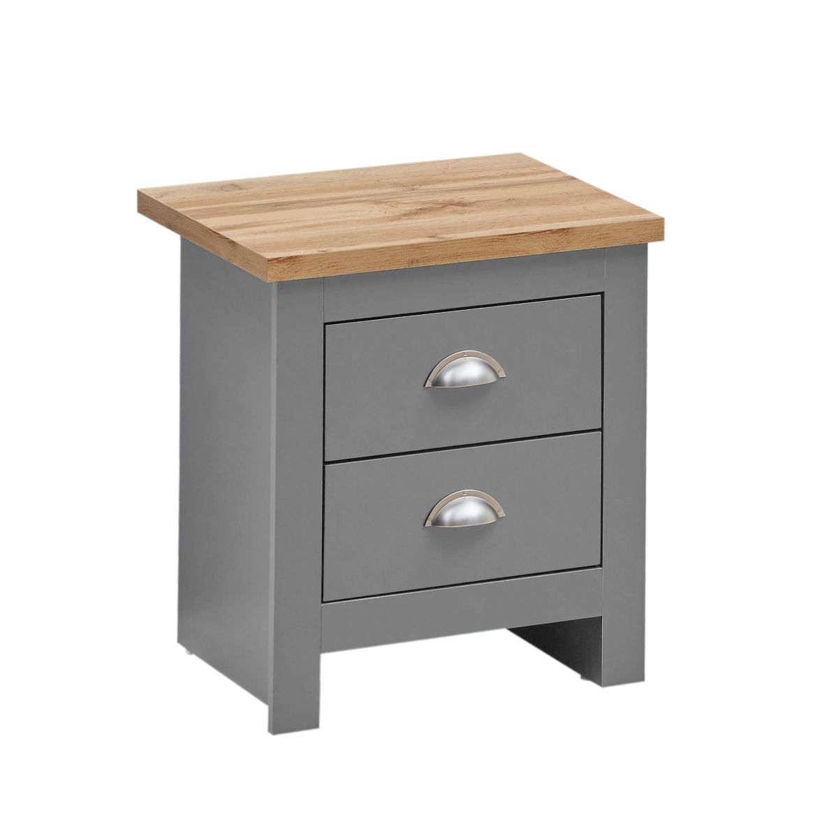 Cisnon Light Grey Nightstand With 2 Drawers Light Grey