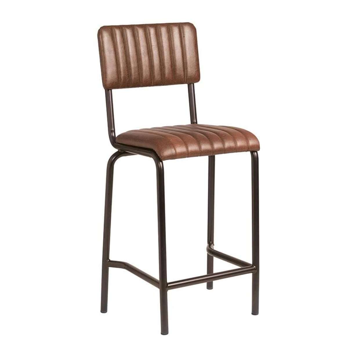 Creme Mid Bar Stool - Ribbed - Lascari Brown