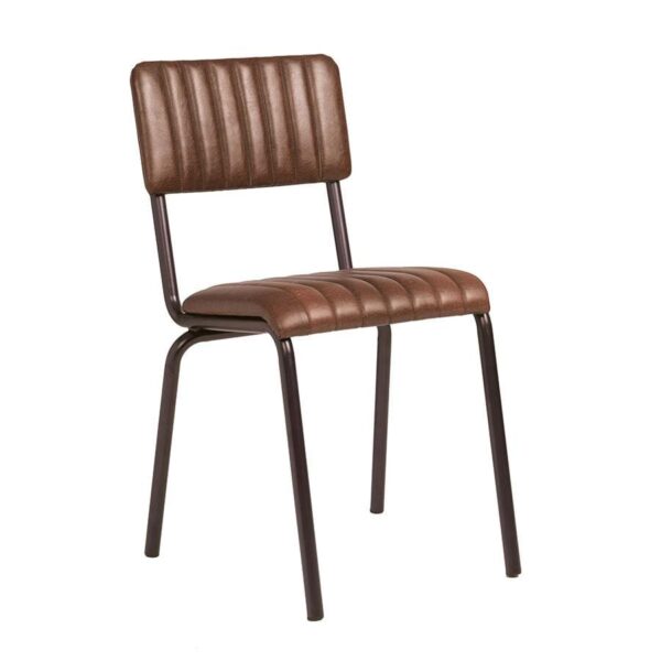 Creme Side Chair - Ribbed - Lascari - Brown
