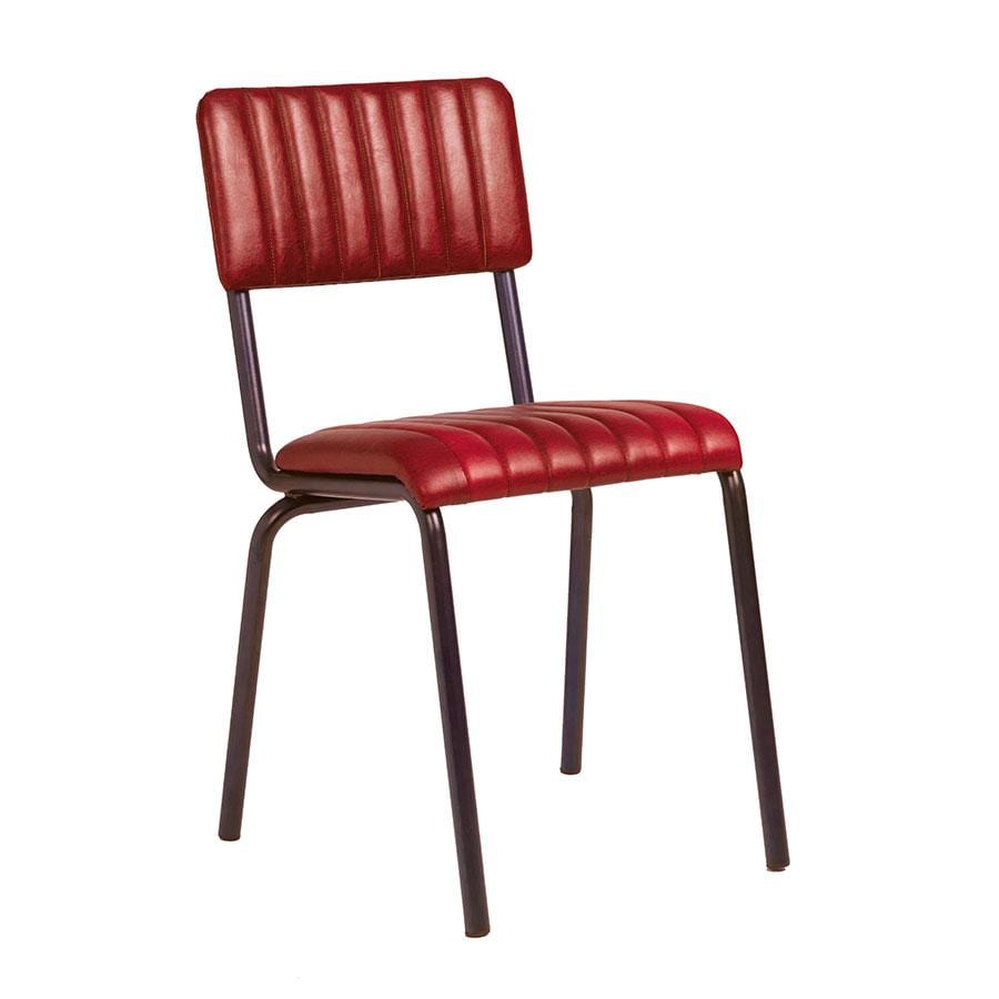 Creme Side Chair - Ribbed - Lascari - Red
