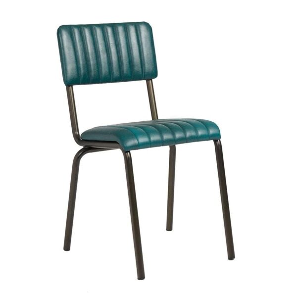 Creme Side Chair - Ribbed - Lascari - Teal