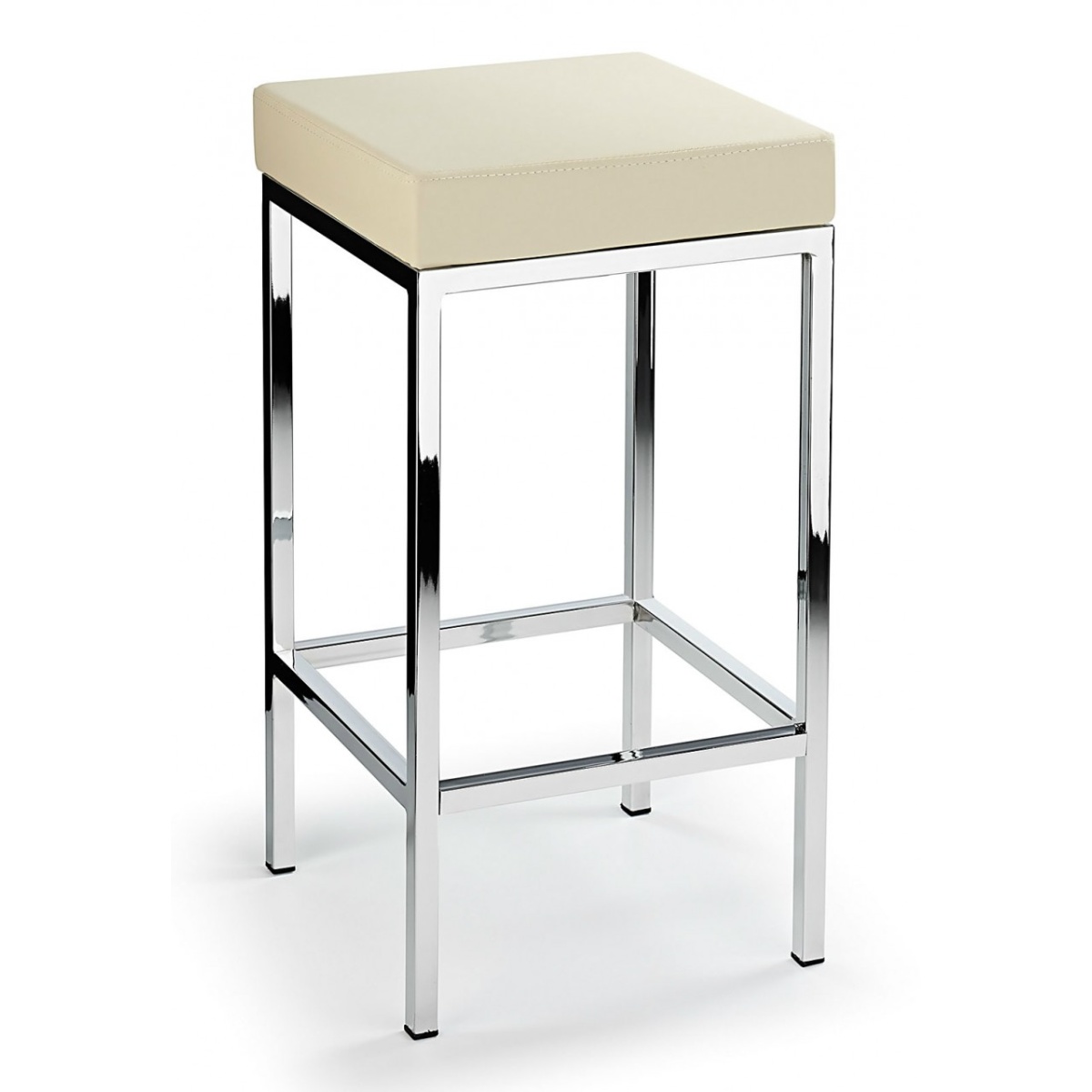 Ernest Bar Stool Padded Seat Chrome Frame Fixed Height - Cream