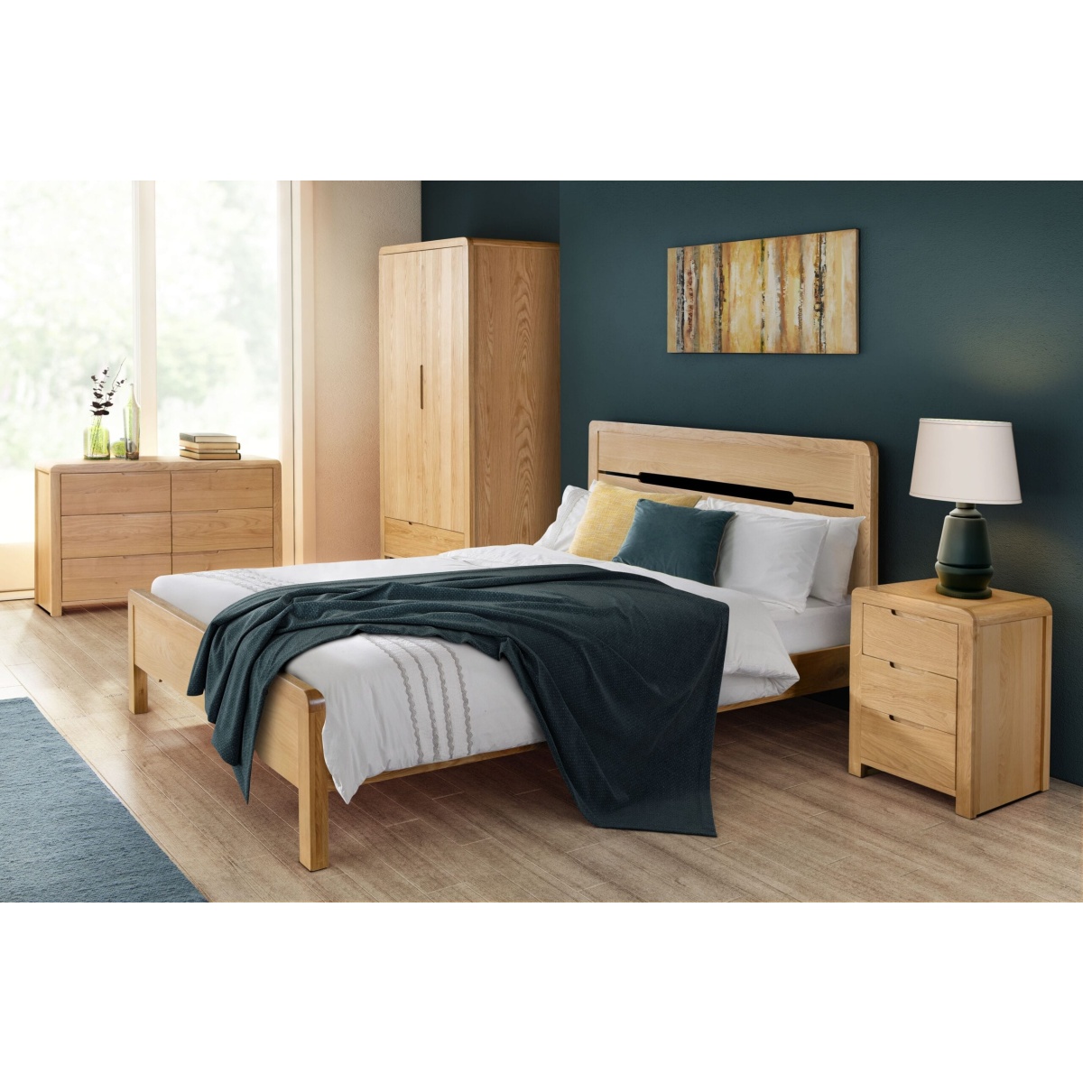 Parabola Kingsize Bed 150Cm Solid White Oak