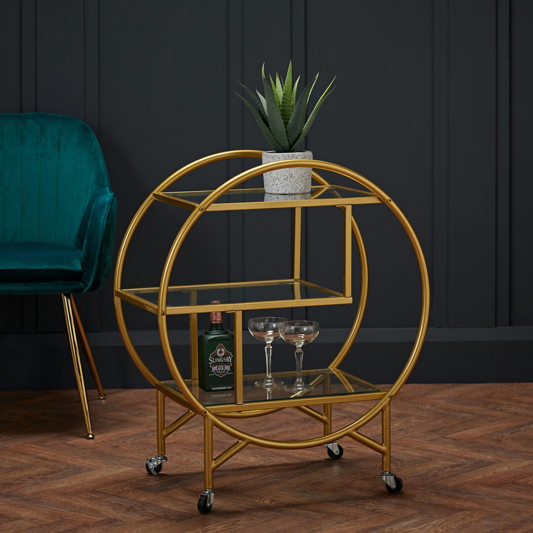 Fix Drinks Gold Trolley With Glass