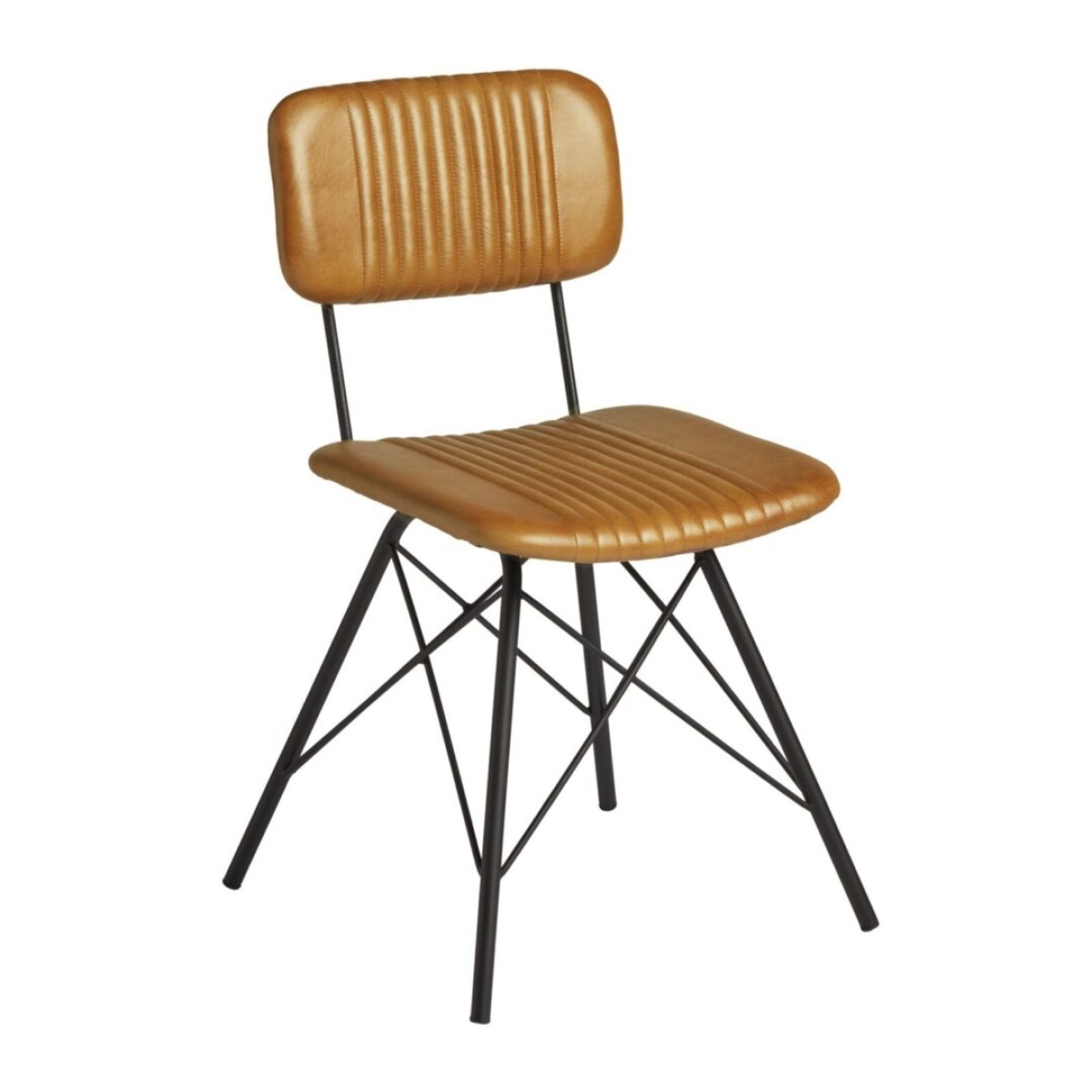 Huke Side Chair - Light Tan Leather