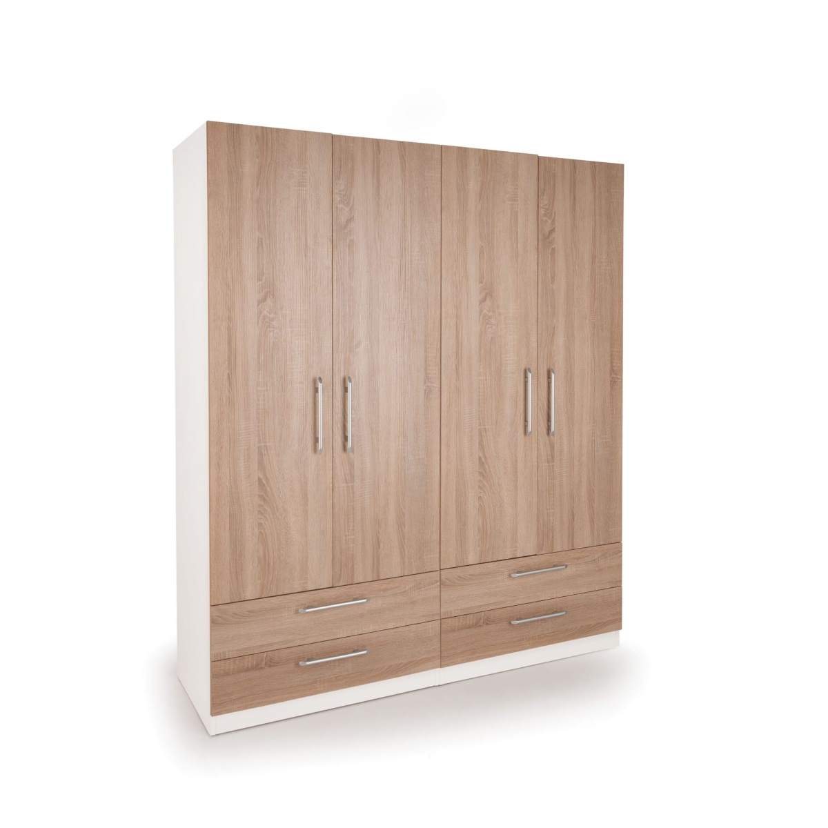 Eitan Bedroom Double Combi Wardrobe - Oak Doors White Or Oak Frame