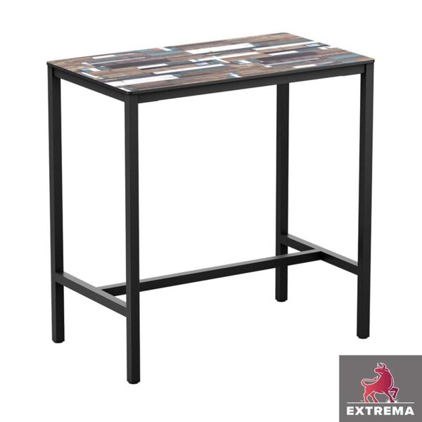 Erman Driftwood 4 Leg Poseur Table - Black - 119x69cm