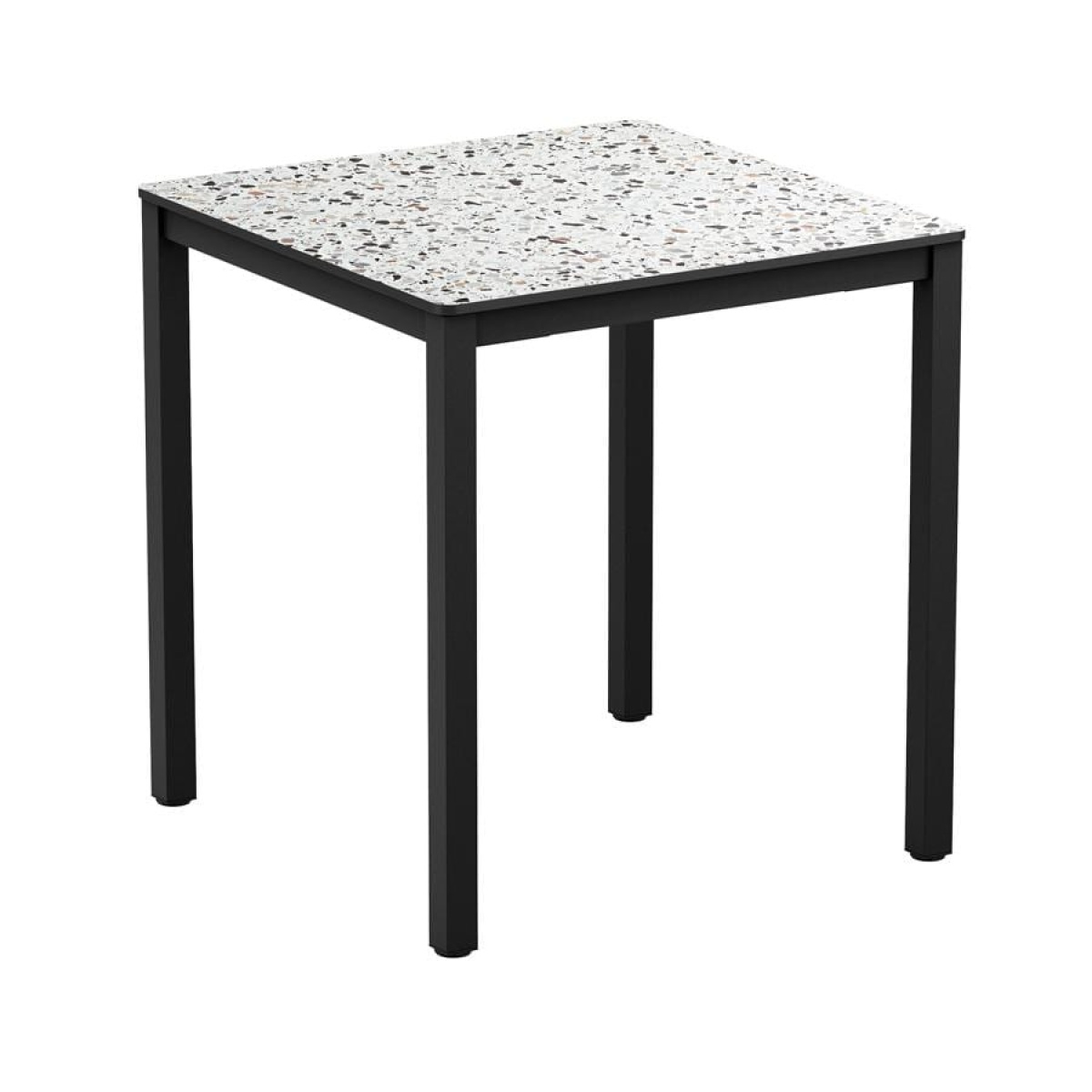 Erman - Mixed Terrazzo - 79x79cm - 4 Leg Table - Black