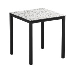 Erman - Mixed Terrazzo - 79x79cm - 4 Leg Table - Black