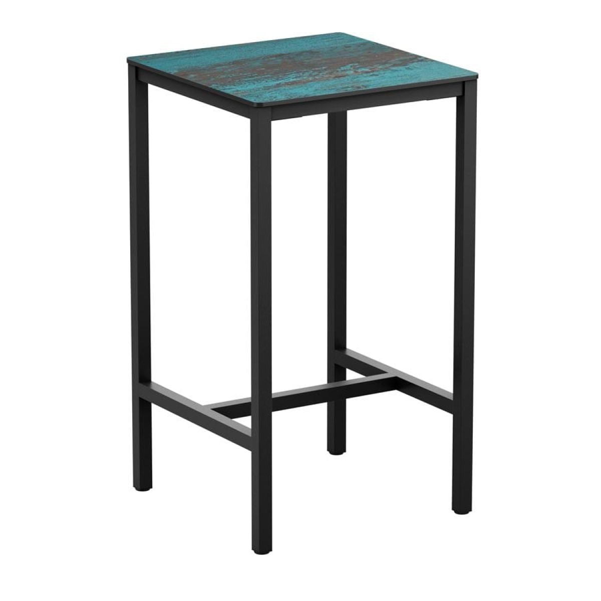 Erman - Teal - 79x79cm - 4 Leg Poseur Table - Black