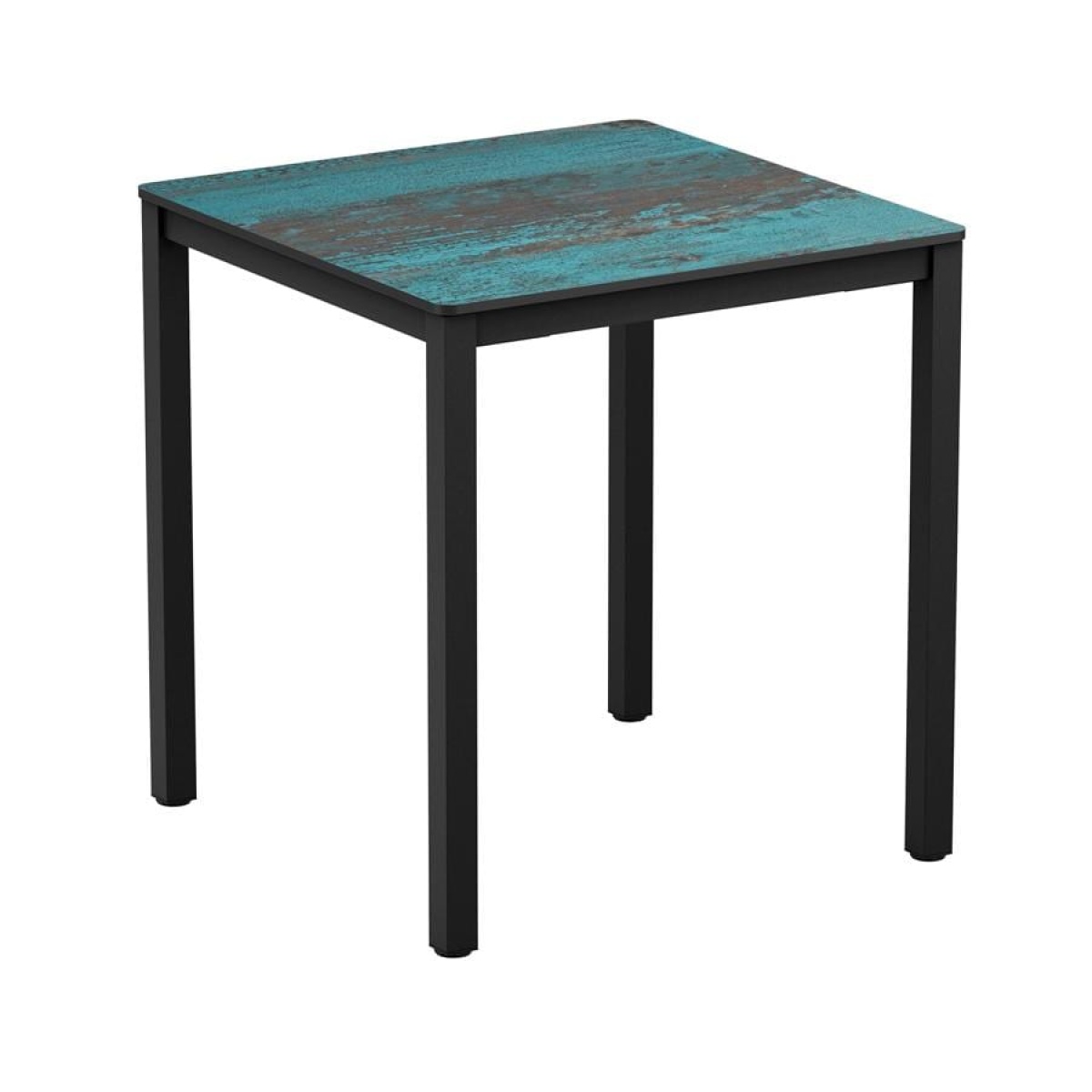 Erman - Teal - 79x79cm - 4 Leg Table - Black