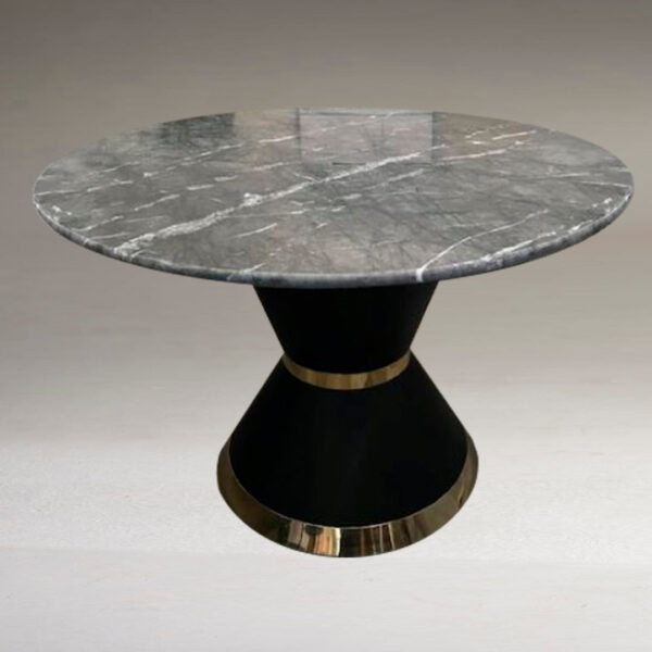Liguni Round Table Marble Or Granite Top Brass Gun Metal Base