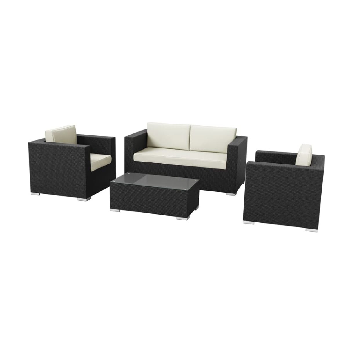 Hampstead 4 Piece Rattan Sofa Set - Black