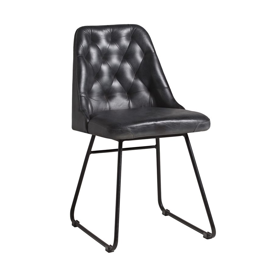 Farland Side Chair - Leather - Vintage Black.