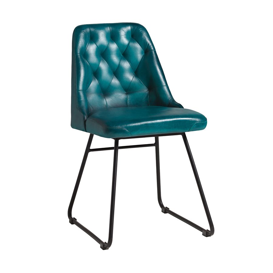 Farland Side Chair - Leather Vintage Blue