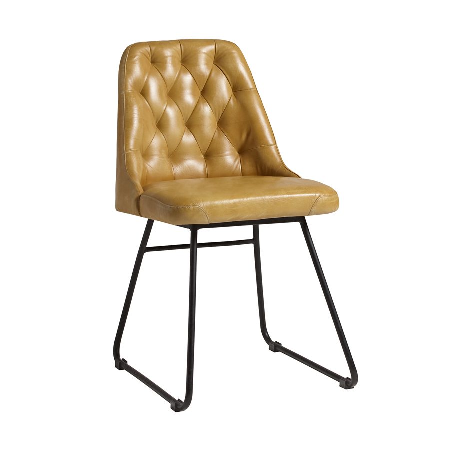 Farland Side Chair - Leather - Vintage Gold.