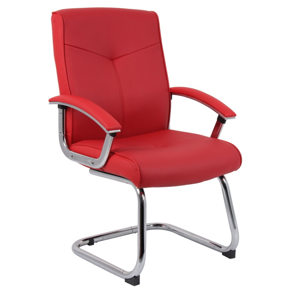 Grexikon Red Leather Faced Visitor Office Chair Arms