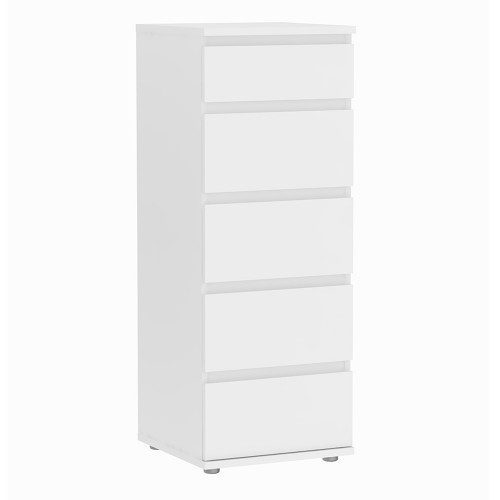 Skona Narrow Chest of 5 Drawers in White