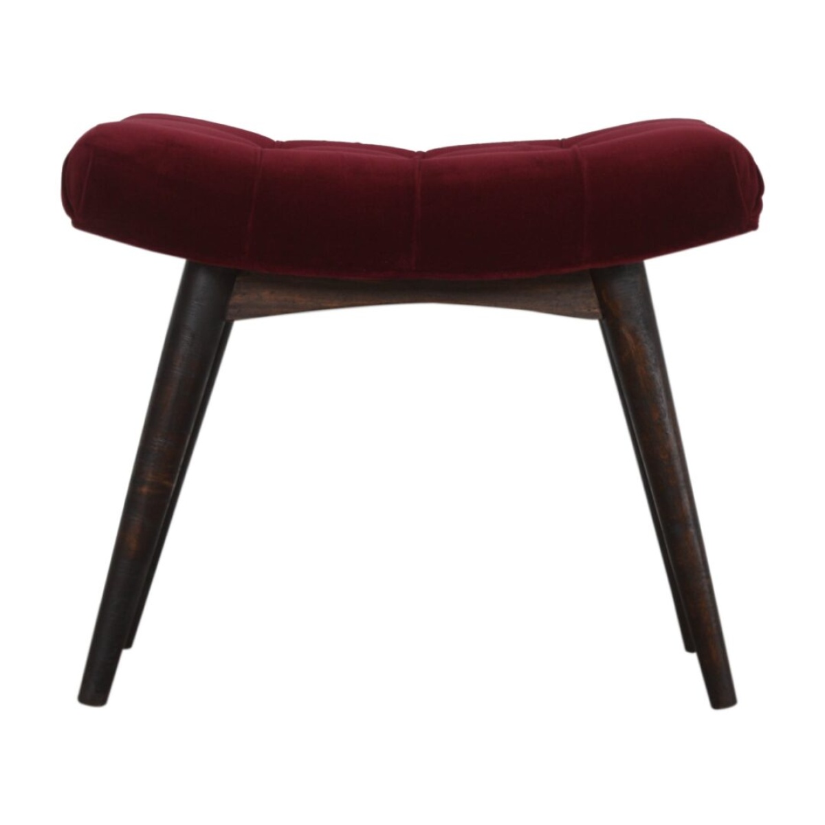 Tyne Wine Red Cotton Velvet Curved Bench