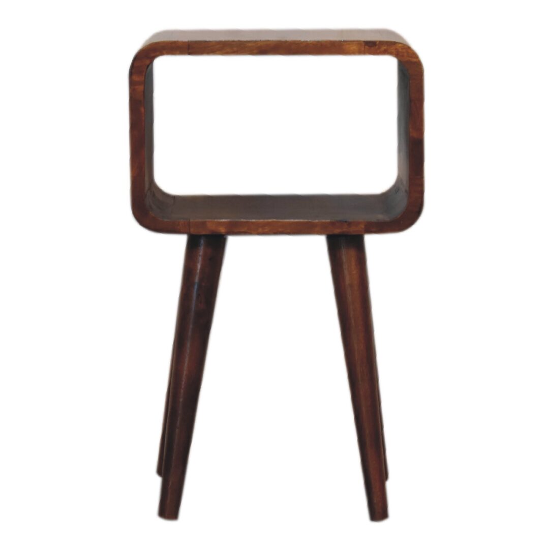 Mini Chestnut Curved Open Bedside Table