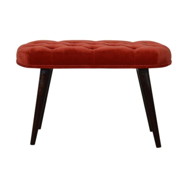 Serop Brick Red Cotton Velvet Deep Button Bench