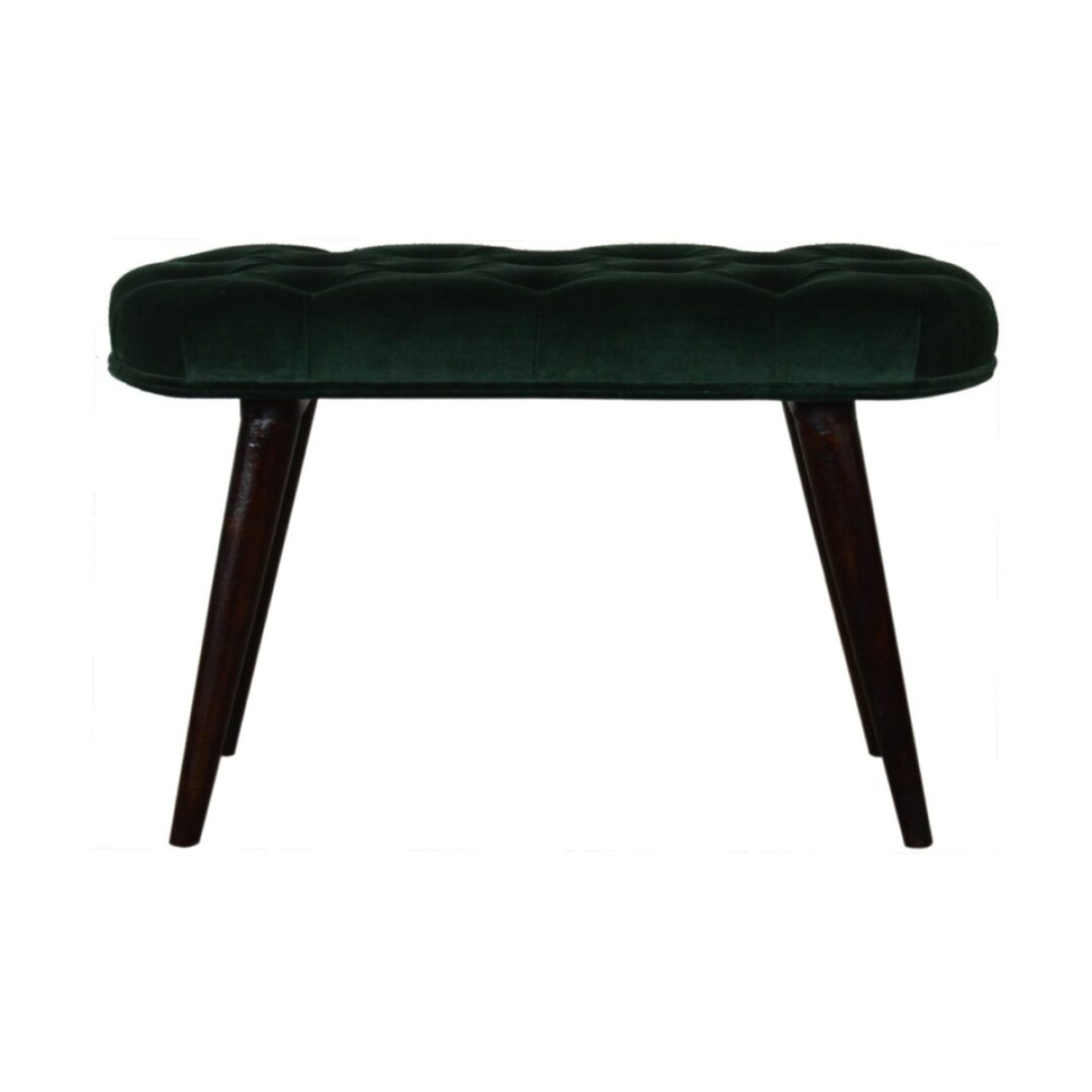 Emerald Cotton Velvet Deep Button Bench