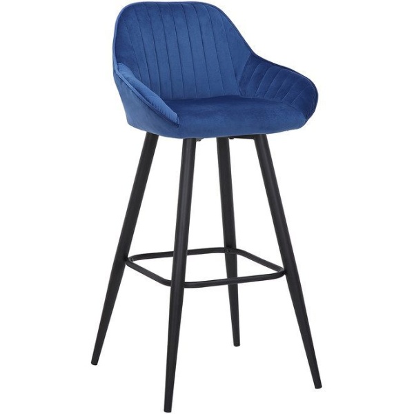 Vulune Bar Stool Matt Velvet Seat - Blue