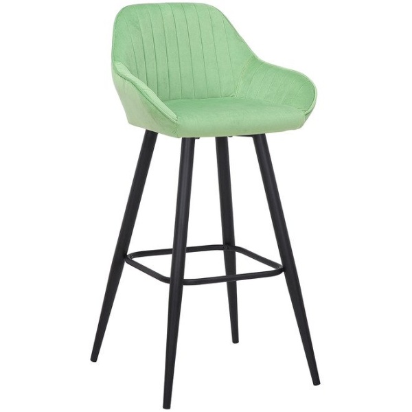 Vulune Bar Stool Matt Velvet Seat - Lime Green.