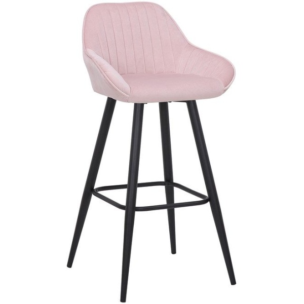 Vulune Bar Stool Matt Velvet Seat - Pink