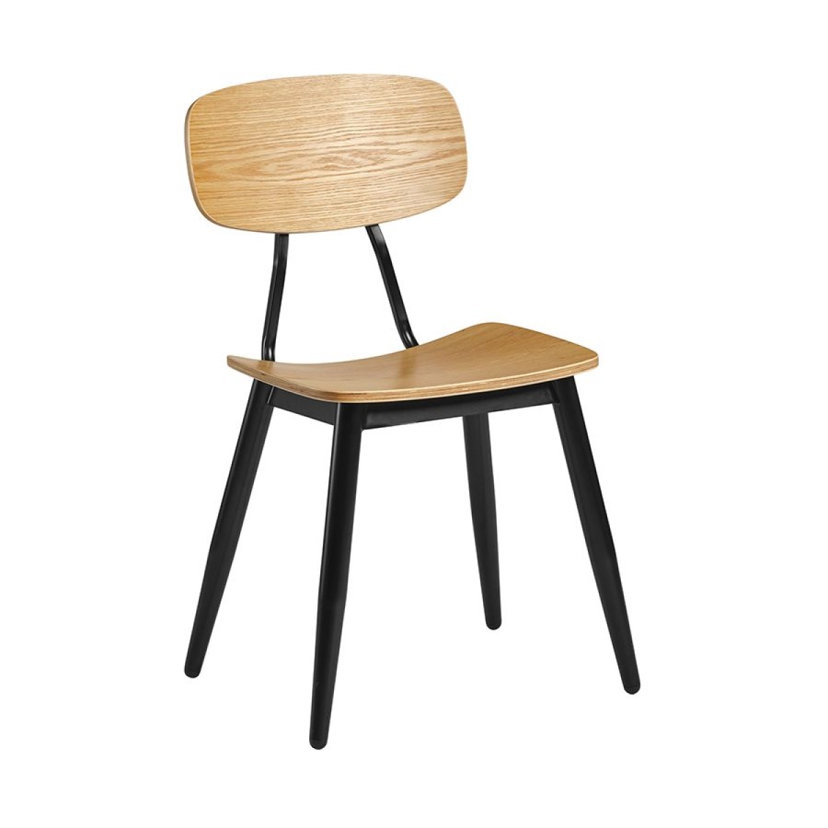 Tuna Side Chair - Ply Oak & Black Steel Frame.