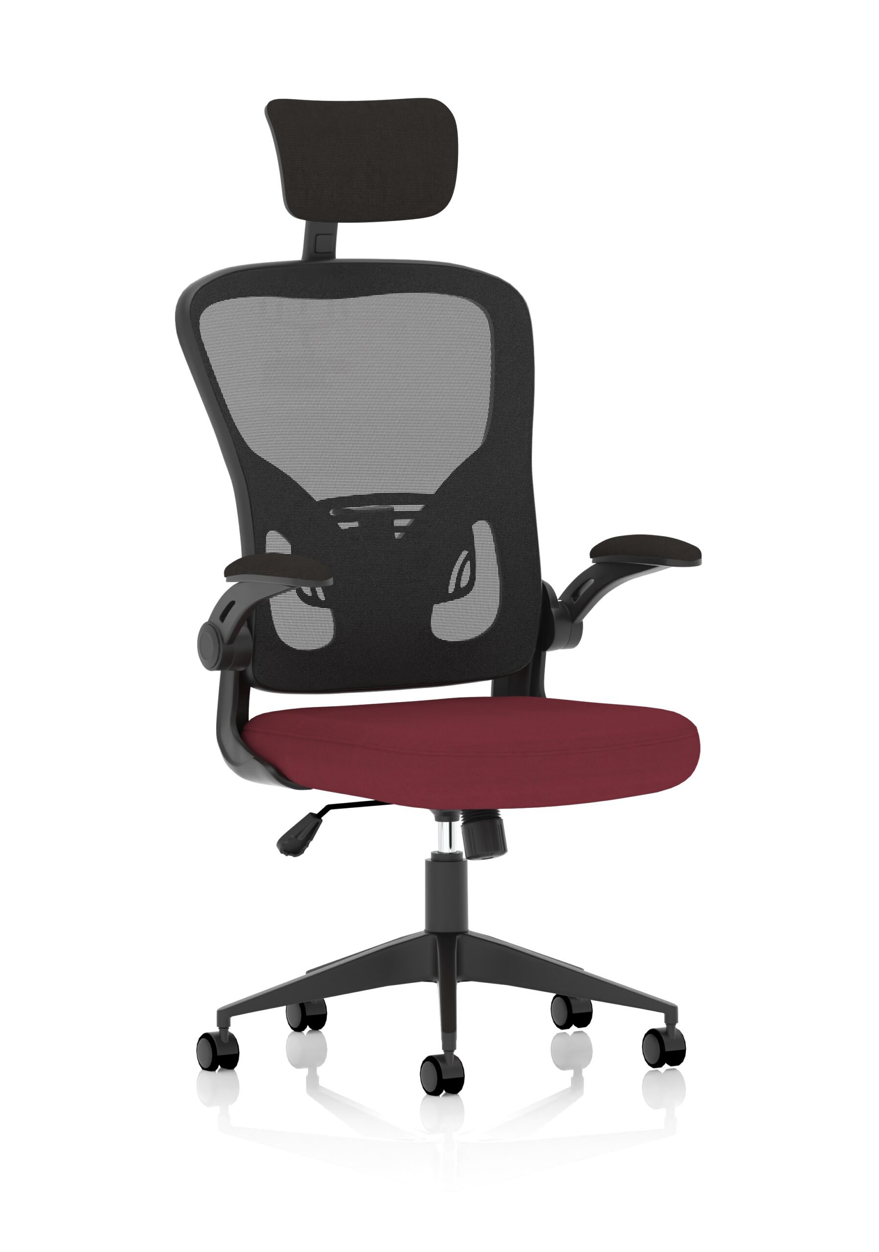 Masino Executive Bespoke Fabric Seat Ginseng Chilli Mesh Chair With Folding Arms