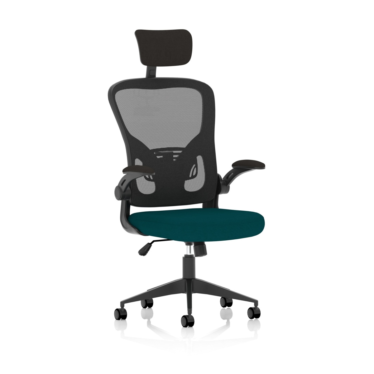 Masino Executive Bespoke Fabric Seat Maringa Teal Mesh Chair With Folding Arms