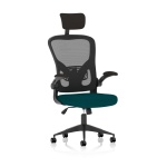 Masino Executive Bespoke Fabric Seat Maringa Teal Mesh Chair With Folding Arms