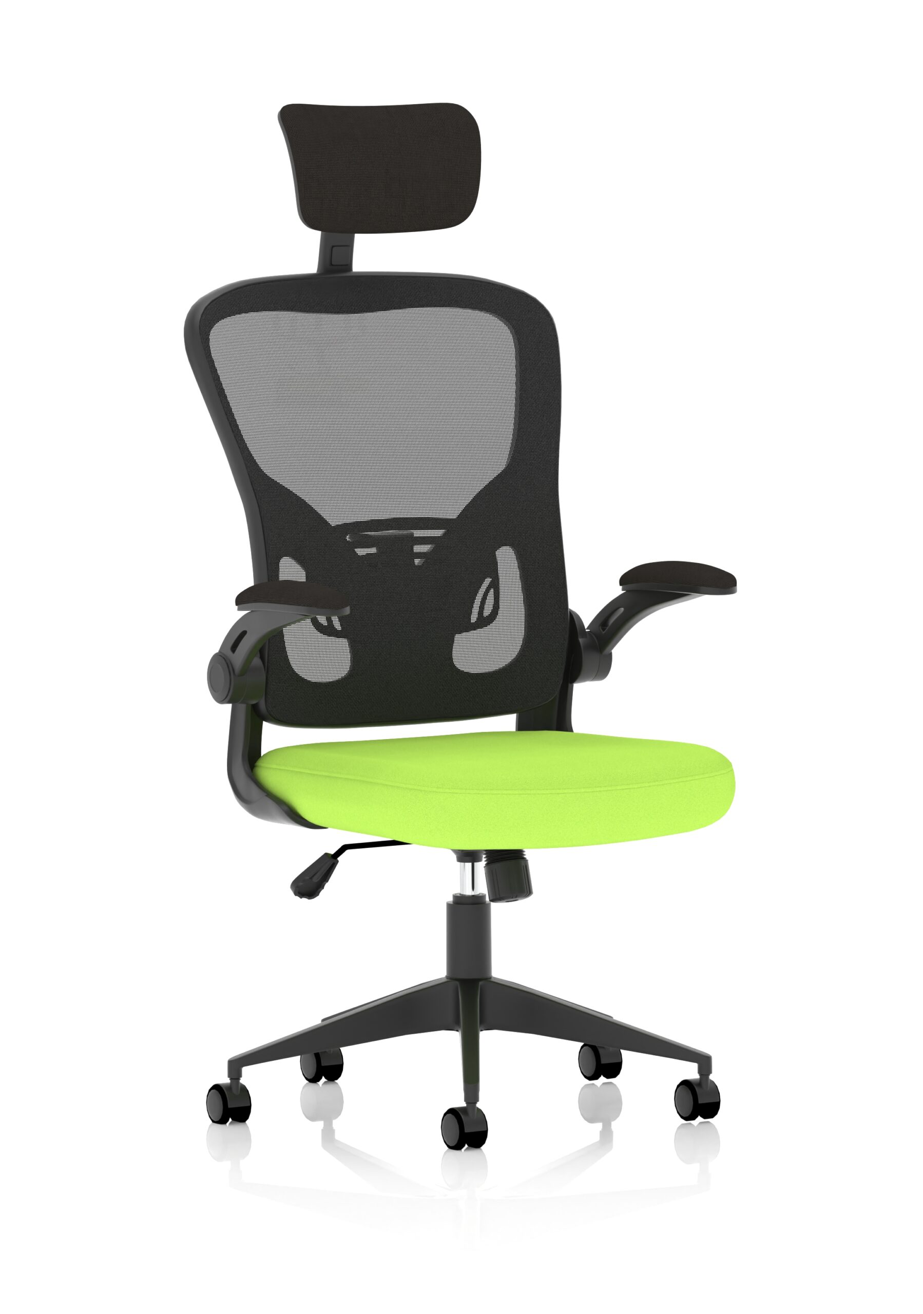 Masino Executive Bespoke Fabric Seat Myrrh Green Mesh Chair With Folding Arms