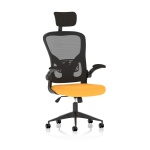 Masino Executive Bespoke Fabric Seat Senna Yellow Mesh Chair With Folding Arms