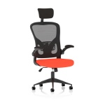 Masino Executive Bespoke Fabric Seat Tabasco Orange Mesh Chair With Folding Arms