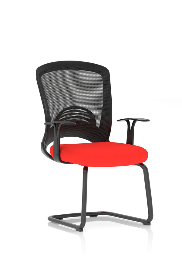 Lasino Visitor Bespoke Fabric Seat Bergamot Cherry Cantilever Leg Mesh Chair