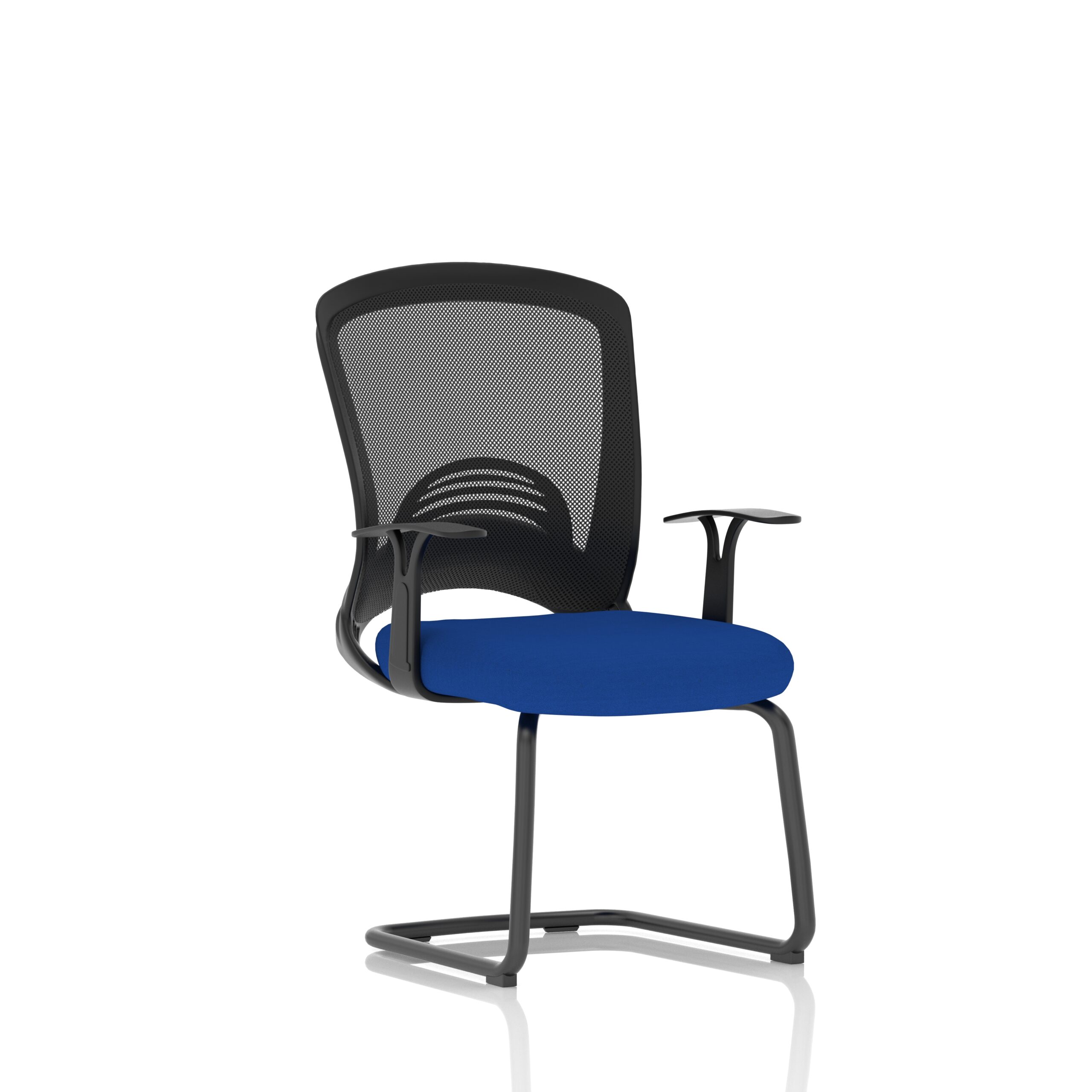 Lasino Visitor Bespoke Fabric Seat Stevia Blue Cantilever Leg Mesh Chair