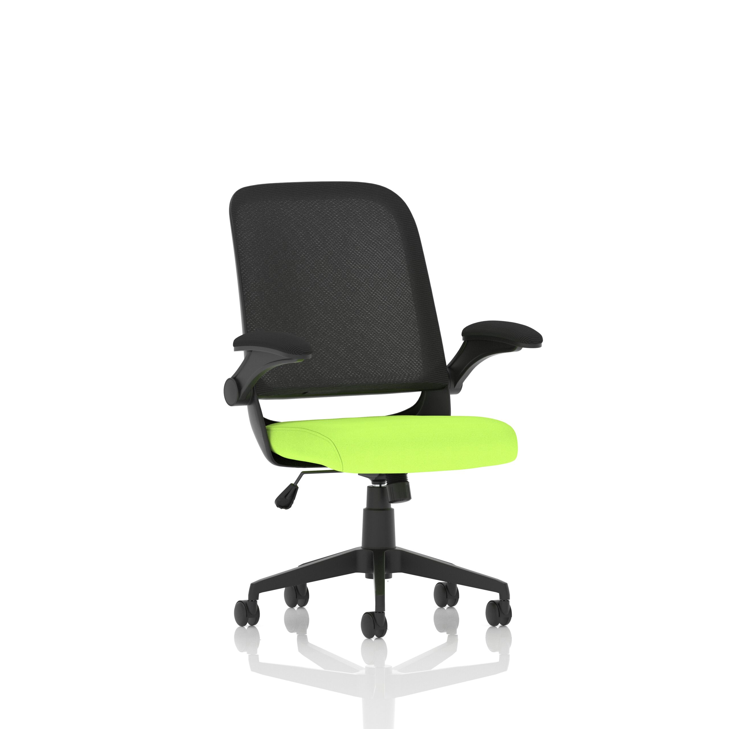 Plano Task Operator Bespoke Fabric Seat Myrrh Green Mesh Chair With Folding Arms