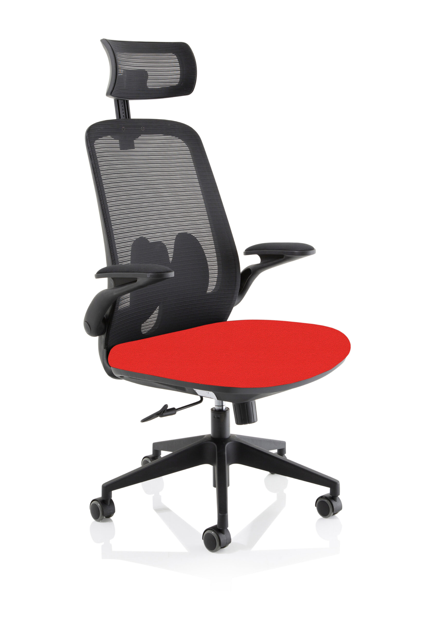 Lasino Executive Bespoke Fabric Seat Bergamot Cherry Mesh Chair With Folding Arms