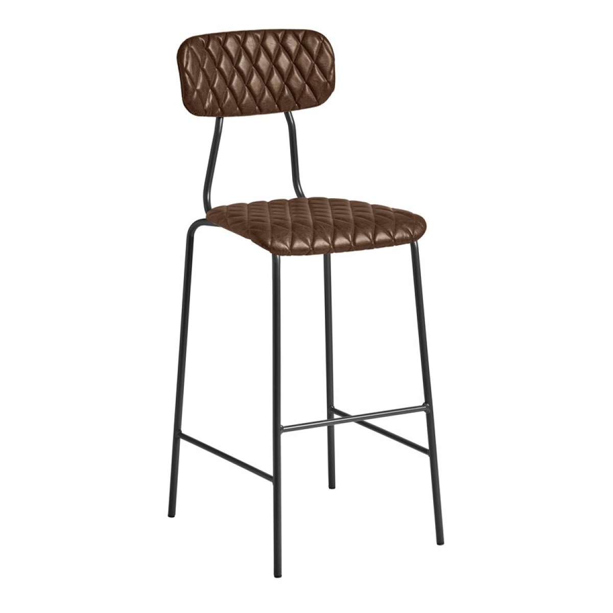 Nara Bar Stool – Diamond Stitched - Vintage Brown.