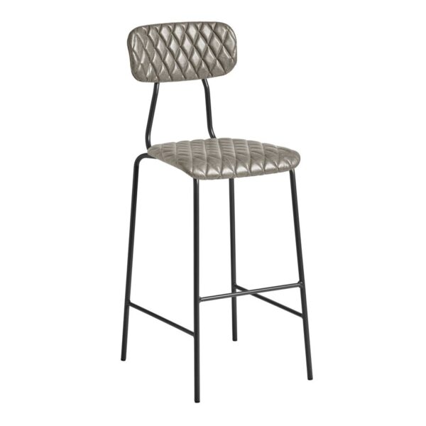 Nara Bar Stool – Diamond Stitched - Vintage Silver.