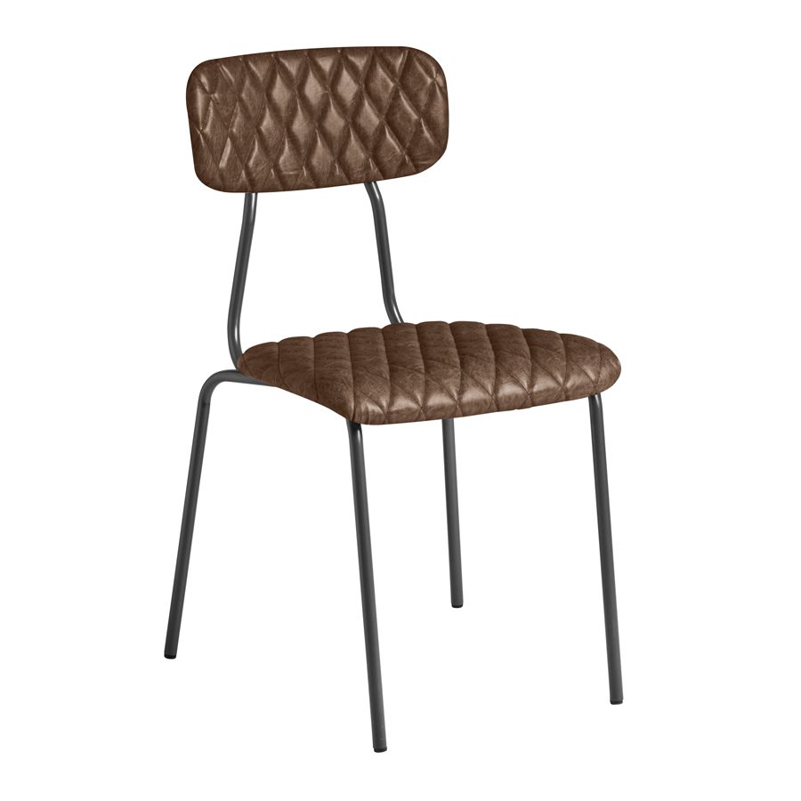 Tara Side Chair – Diamond Stitched - Vintage Brown.