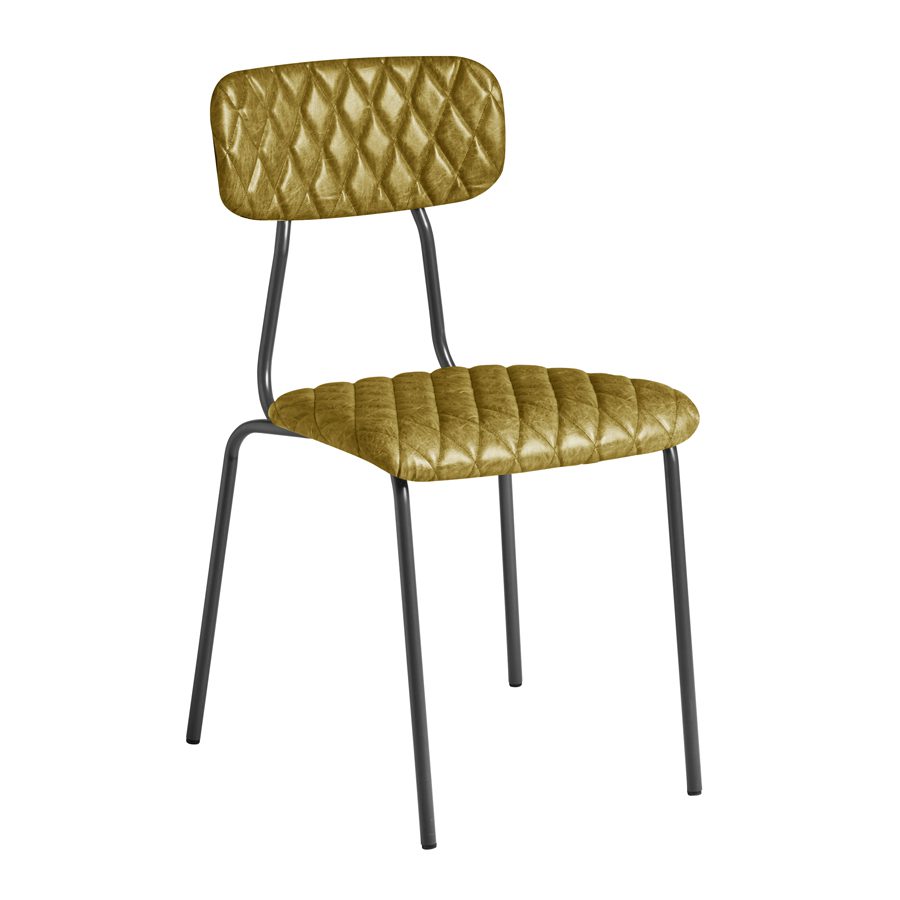 Tara Side Chair – Diamond Stitched - Vintage Gold.
