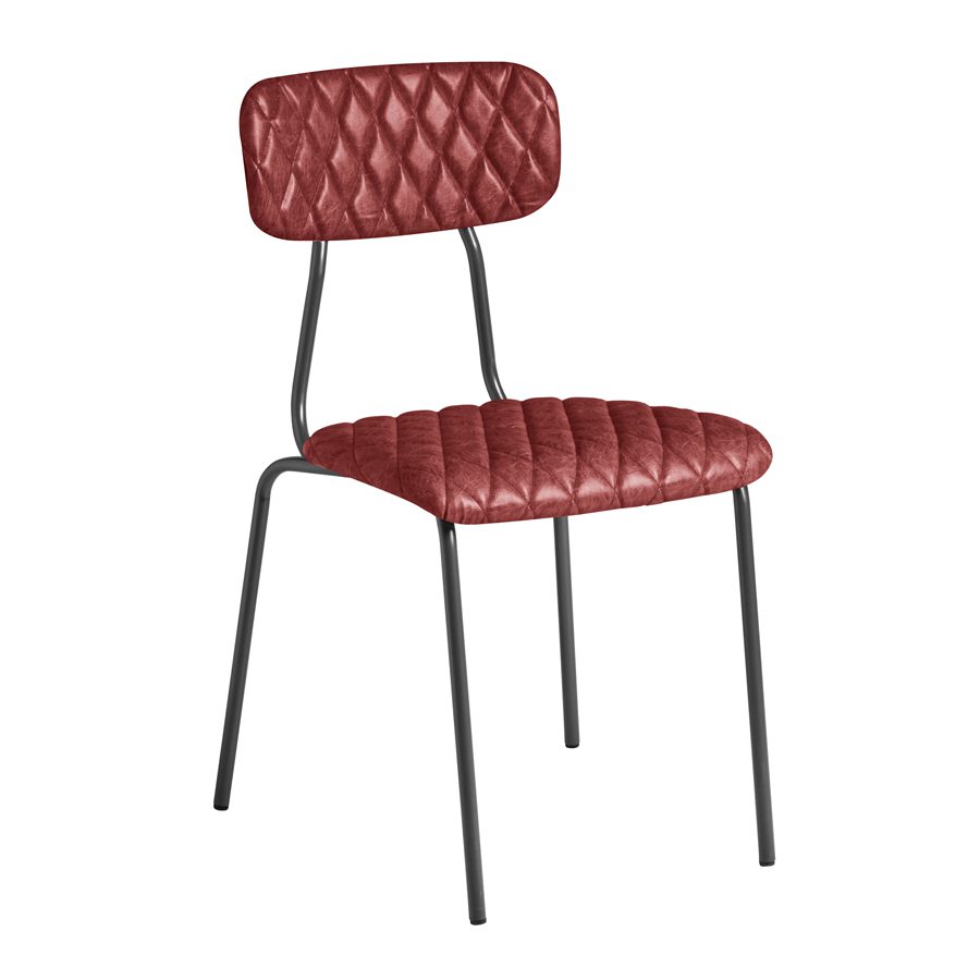 Tara Side Chair – Diamond Stitched - Vintage Red.