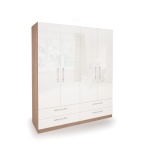 Corisal Gloss Bedroom Double Combi Wardrobe - Dark Oak Frame