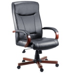 Kingslow Dark Wood Office Chair Executive Bonded Leather Faced